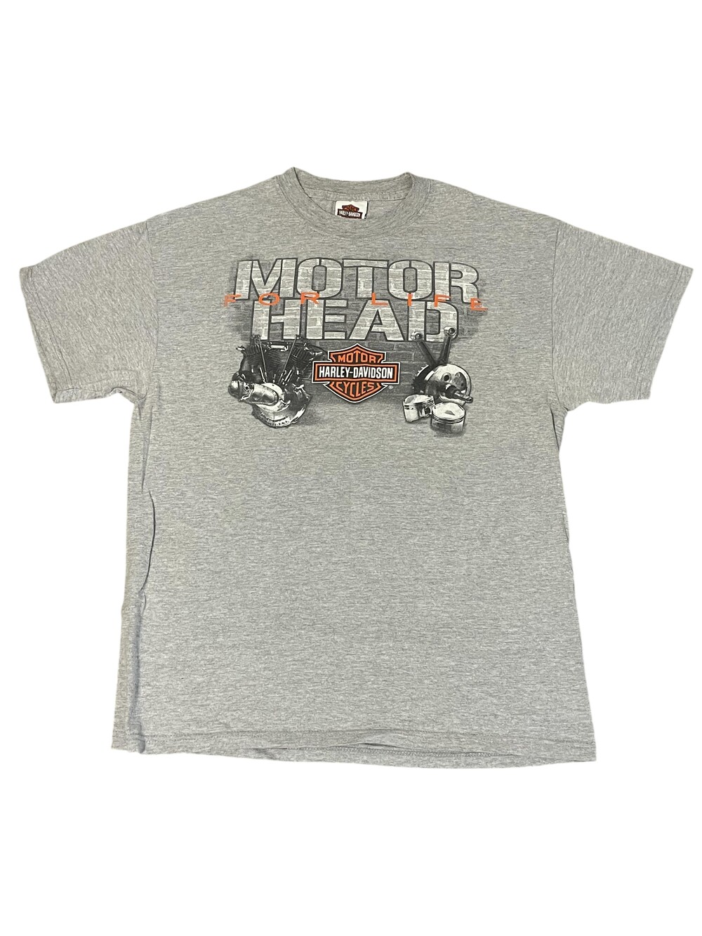 Vintage Harley-Davidson Shirt Mens Large Gray Motor Head Tee Gene Lummus USA
